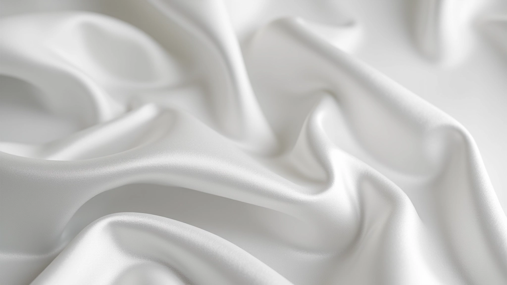 Tecido de seda suave em tons prata, luz refletindo na textura brilhante, composição elegante